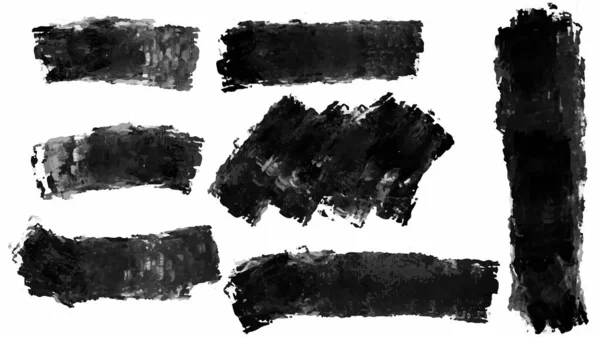 Büyük Bir Set Black Grunge Fırça Bayrak Etiket Tasarımınız Için — Stok Vektör