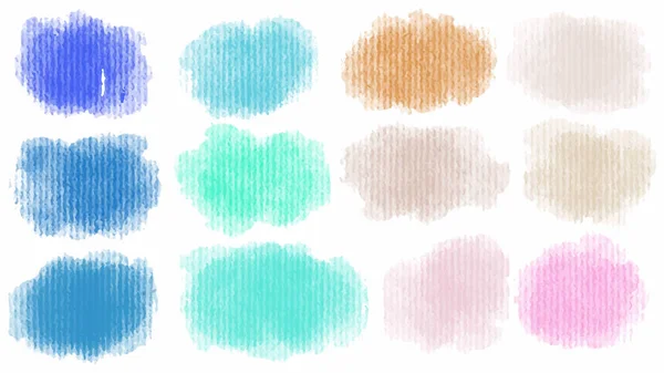 Ensemble Pastel Coloré Aquarelle Brosse Isoler Sur Blanc Vecteur — Image vectorielle