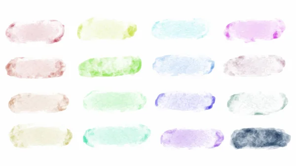 Set Van Pastel Kleurrijke Aquarelborstel Isoleren Wit Vector — Stockvector