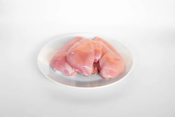 Ωμά Φιλέτα Στήθους Κοτόπουλου Απομονωμένα Λευκό Φόντο — Φωτογραφία Αρχείου