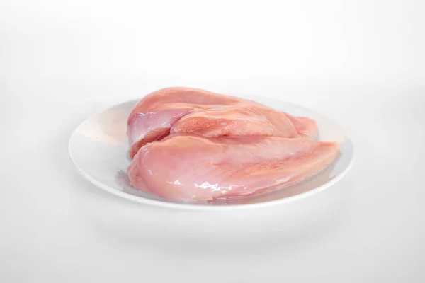 Ωμά Φιλέτα Στήθους Κοτόπουλου Απομονωμένα Λευκό Φόντο — Φωτογραφία Αρχείου
