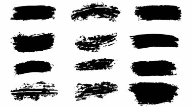 Büyük bir set Black grunge fırça, bayrak, etiket, tasarımınız için, vektör