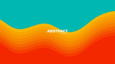 Soyut yeşil sıvı şekilli modern arkaplan ve kopyalama alanı olan turuncu dalga, vektör.