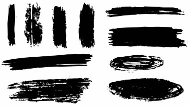 Büyük bir set Black grunge fırça, bayrak, etiket, tasarımınız için, vektör.