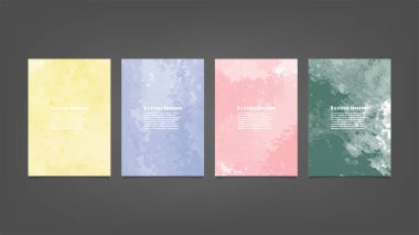 Poster, broşür veya el ilanı, suluboya posterler, el ilanları veya kartlar için renkli vektör arkaplan seti. Sancak şablonu.