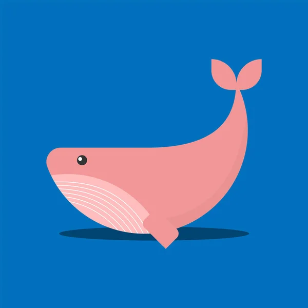 Zeichentrickwal Vektorillustration Rosafarbener Wal Auf Blauem Hintergrund — Stockvektor