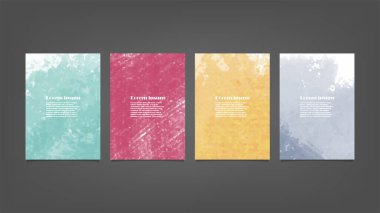 Poster, broşür veya el ilanı, suluboya posterler, el ilanları veya kartlar için renkli vektör arkaplan seti. Sancak şablonu.