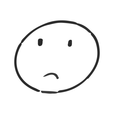 El çizimi yüz ifadelerini gösteren minimalist siyah beyaz bir çizim. Üzücü. vektör.