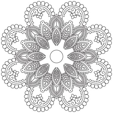 Yaprak Çiçeği Rengi Mandala Sanatı Basit Mandala Şekli Vektör Çiçek Çiçeği Orijinal Taslak Dekoratif elementler Şablonu Şablon İslam Arap Mistik Dini Lotus