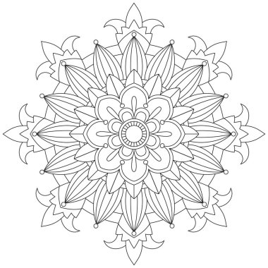 Yaprak Çiçeği Rengi Mandala Sanatı Basit Mandala Şekli Vektör Çiçek Çiçeği Orijinal Taslak Dekoratif elementler Şablonu Şablon İslam Arap Mistik Dini Lotus