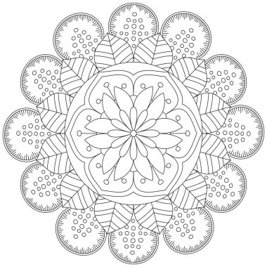 Yaprak Çiçeği Rengi Mandala Sanatı Basit Mandala Şekli Vektör Çiçek Çiçeği Orijinal Taslak Dekoratif elementler Şablonu Şablon İslam Arap Mistik Dini Lotus