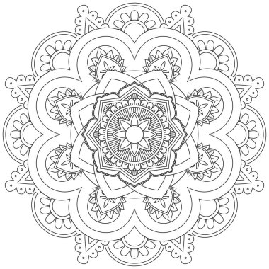 Yaprak Çiçeği Rengi Mandala Sanatı Basit Mandala Şekli Vektör Çiçek Çiçeği Orijinal Taslak Dekoratif elementler Şablonu Şablon İslam Arap Mistik Dini Lotus