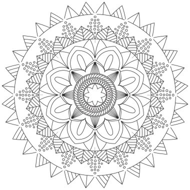 Yaprak Çiçeği Rengi Mandala Sanatı Basit Mandala Şekli Vektör Çiçek Çiçeği Orijinal Taslak Dekoratif elementler Şablonu Şablon İslam Arap Mistik Dini Lotus
