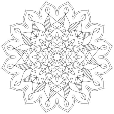 Yaprak Çiçeği Rengi Mandala Sanatı Basit Mandala Şekli Vektör Çiçek Çiçeği Orijinal Taslak Dekoratif elementler Şablonu Şablon İslam Arap Mistik Dini Lotus