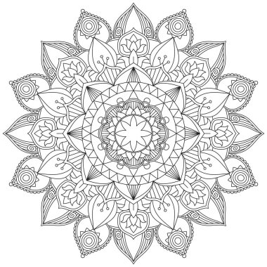 Yaprak Çiçeği Rengi Mandala Sanatı Basit Mandala Şekli Vektör Çiçek Çiçeği Orijinal Taslak Dekoratif elementler Şablonu Şablon İslam Arap Mistik Dini Lotus