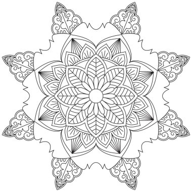 Yaprak Çiçeği Rengi Mandala Sanatı Basit Mandala Şekli Vektör Çiçek Çiçeği Orijinal Taslak Dekoratif elementler Şablonu Şablon İslam Arap Mistik Dini Lotus