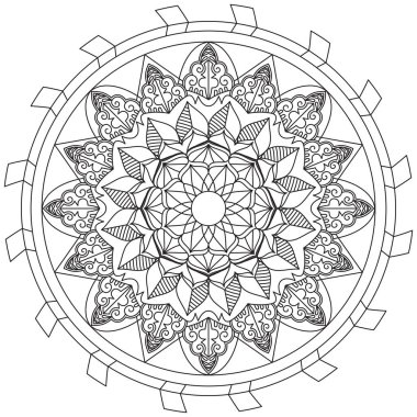Yaprak Çiçeği Rengi Mandala Sanatı Basit Mandala Şekli Vektör Çiçek Çiçeği Orijinal Taslak Dekoratif elementler Şablonu Şablon İslam Arap Mistik Dini Lotus