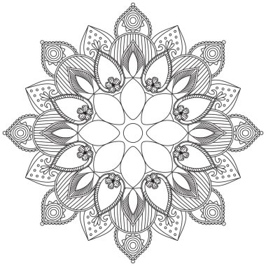 Yaprak Çiçeği Rengi Mandala Sanatı Basit Mandala Şekli Vektör Çiçek Çiçeği Orijinal Taslak Dekoratif elementler Şablonu Şablon İslam Arap Mistik Dini Lotus