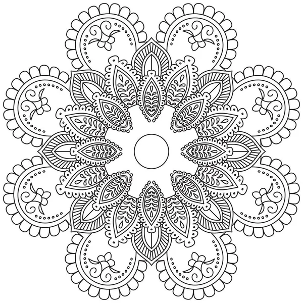 Foglia Fiore Colorazione Mandala Arte Semplice Mandala Forma Vettoriale Floreale — Vettoriale Stock