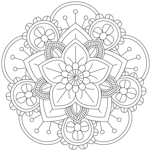 Levél Virág Színezés Mandala Art Egyszerű Mandala Alak Vektor Virágos — Stock Vector