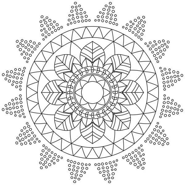 Flor Hoja Colorear Mandala Arte Simple Mandala Forma Vector Floral — Vector de stock