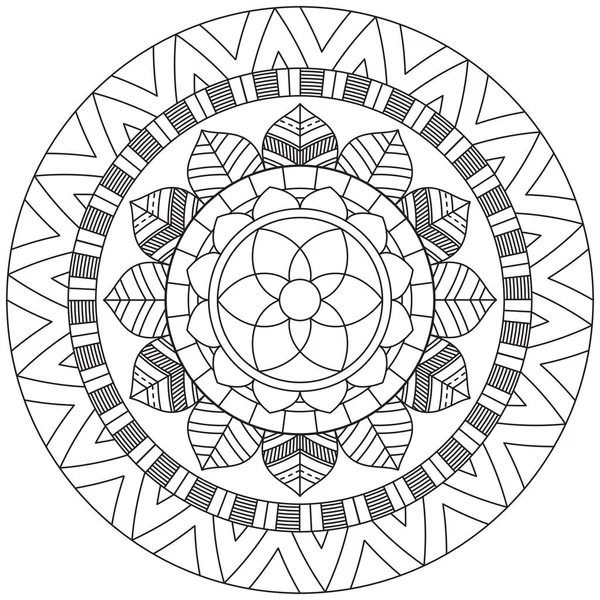 Feuille Coloriage Fleur Mandala Art Simple Mandala Forme Vectorielle Floral — Image vectorielle