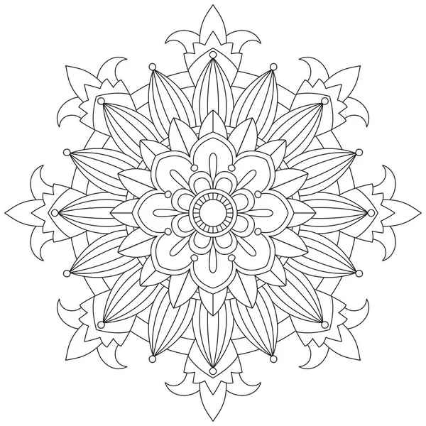 Folha Flor Coloração Mandala Arte Simples Mandala Forma Vetor Floral — Vetor de Stock