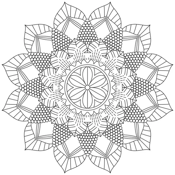 Folha Flor Coloração Mandala Arte Simples Mandala Forma Vetor Floral — Vetor de Stock