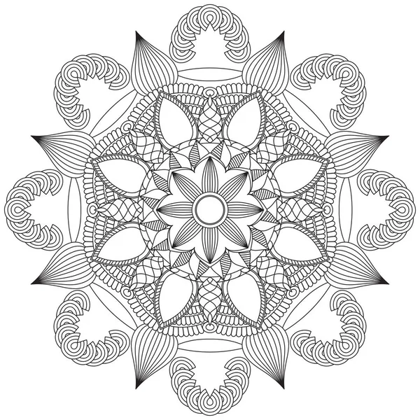 Blatt Blume Färbung Mandala Art Einfache Mandala Form Vektor Floral — Stockvektor