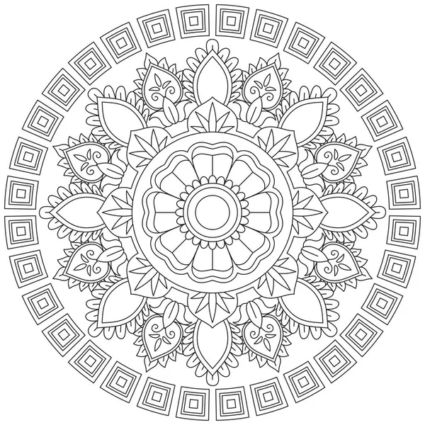 Leaf Flower Coloring Mandala Art Simple Mandala Shape Vector Floral — Stock Vector