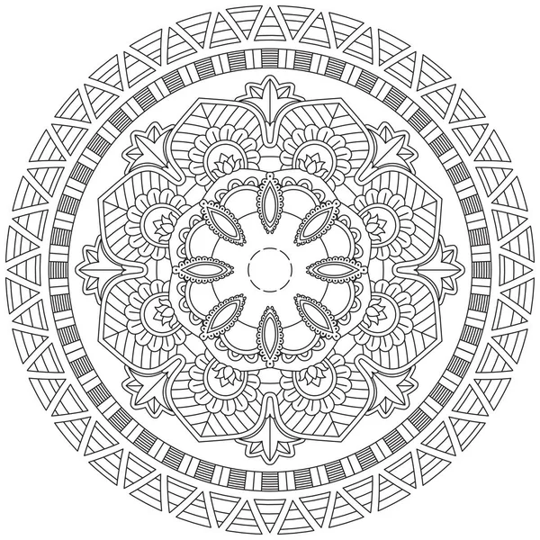 Foglia Fiore Colorazione Mandala Arte Semplice Mandala Forma Vettoriale Floreale — Vettoriale Stock