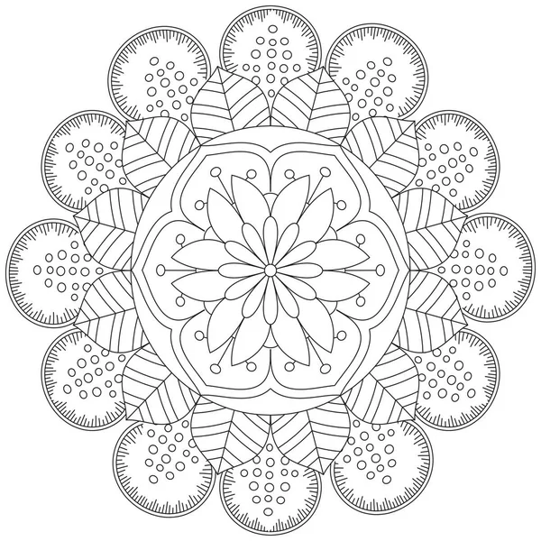 Folha Flor Coloração Mandala Arte Simples Mandala Forma Vetor Floral — Vetor de Stock