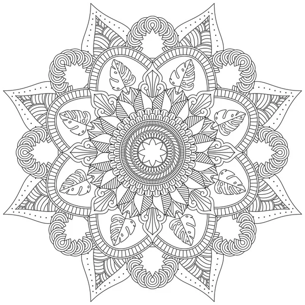 Flor Hoja Colorear Mandala Arte Simple Mandala Forma Vector Floral — Archivo Imágenes Vectoriales