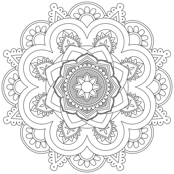 Feuille Coloriage Fleur Mandala Art Simple Mandala Forme Vectorielle Floral — Image vectorielle