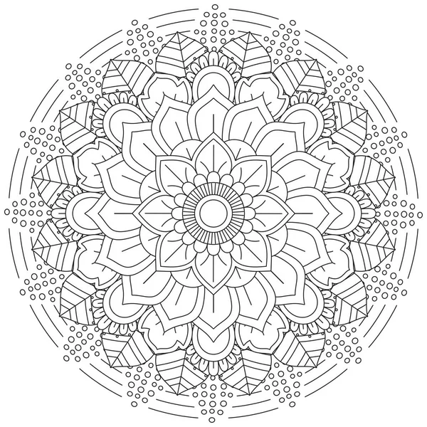 Levél Virág Színezés Mandala Art Egyszerű Mandala Alak Vektor Virágos — Stock Vector