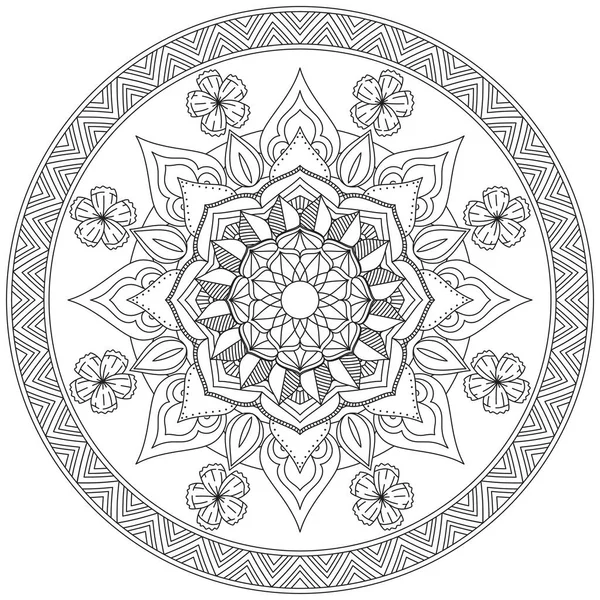 Yaprak Çiçeği Rengi Mandala Sanatı Basit Mandala Şekli Vektör Çiçek — Stok Vektör