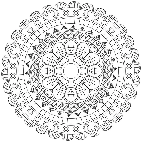 Folha Flor Coloração Mandala Arte Simples Mandala Forma Vetor Floral — Vetor de Stock