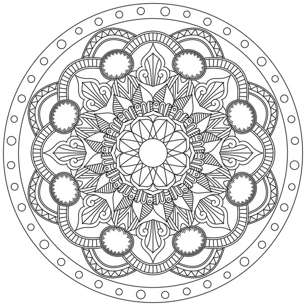 Feuille Coloriage Fleur Mandala Art Simple Mandala Forme Vectorielle Floral — Image vectorielle