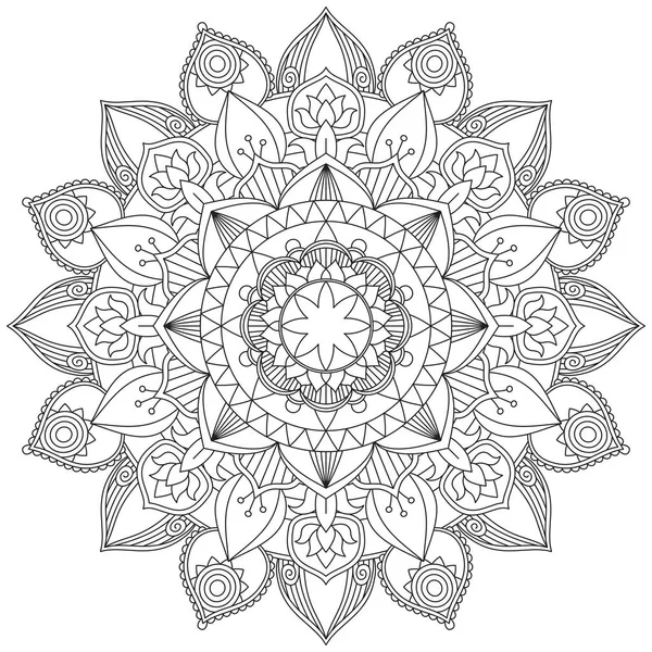 Levél Virág Színezés Mandala Art Egyszerű Mandala Alak Vektor Virágos — Stock Vector