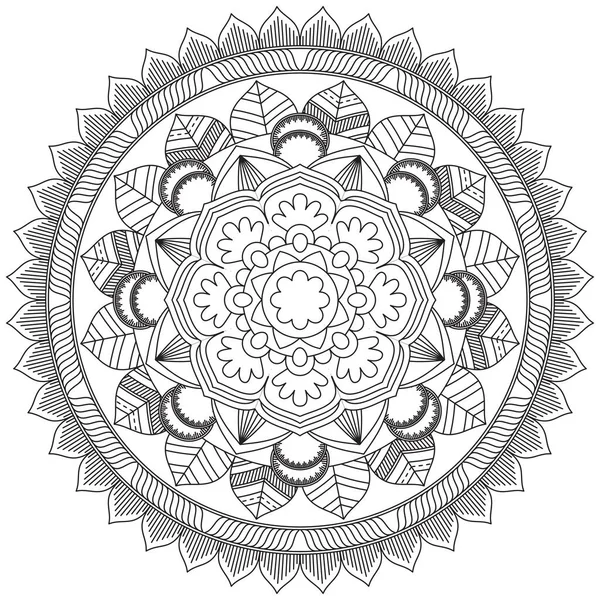 Flor Hoja Colorear Mandala Arte Simple Mandala Forma Vector Floral — Archivo Imágenes Vectoriales