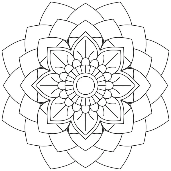 Levél Virág Színezés Mandala Art Egyszerű Mandala Alak Vektor Virágos — Stock Vector