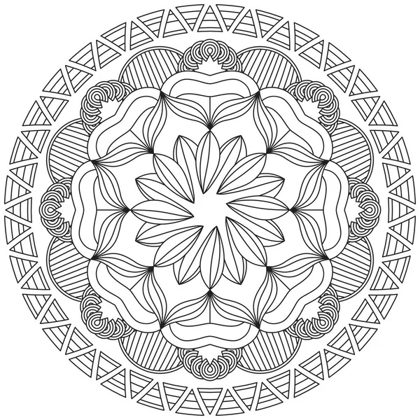 Feuille Coloriage Fleur Mandala Art Simple Mandala Forme Vectorielle Floral — Image vectorielle