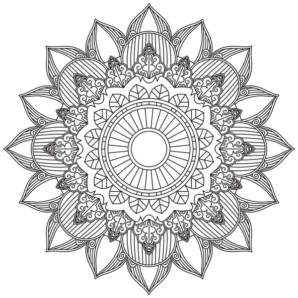 Flor Hoja Colorear Mandala Arte Simple Mandala Forma Vector Floral — Vector de stock