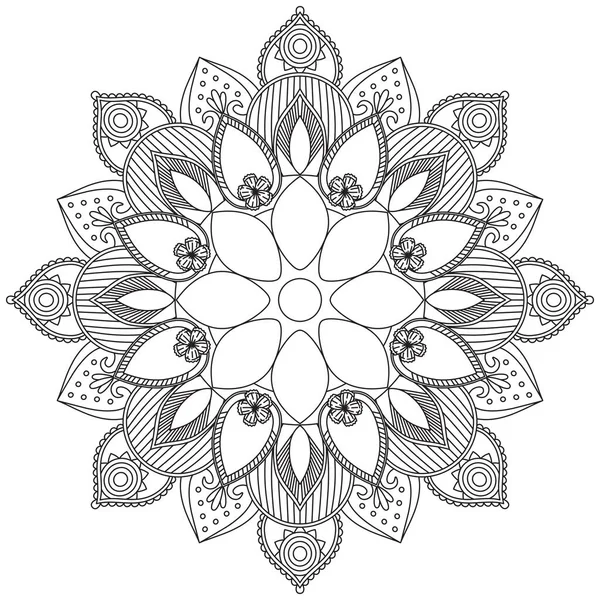 Feuille Coloriage Fleur Mandala Art Simple Mandala Forme Vectorielle Floral — Image vectorielle