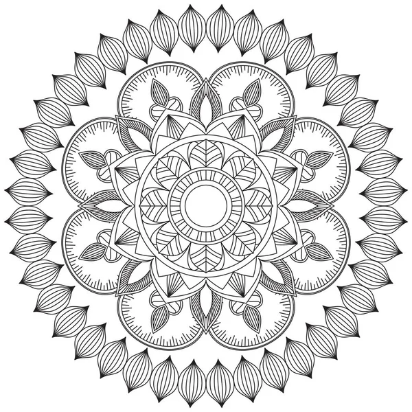 Flor Hoja Colorear Mandala Arte Simple Mandala Forma Vector Floral — Vector de stock