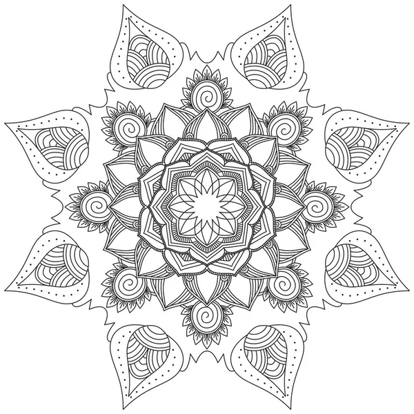 Flor Hoja Colorear Mandala Arte Simple Mandala Forma Vector Floral — Vector de stock