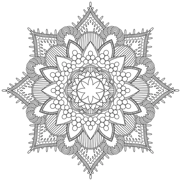 Foglia Fiore Colorazione Mandala Arte Semplice Mandala Forma Vettoriale Floreale — Vettoriale Stock