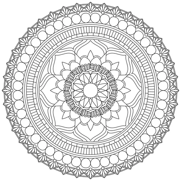 Levél Virág Színezés Mandala Art Egyszerű Mandala Alak Vektor Virágos — Stock Vector