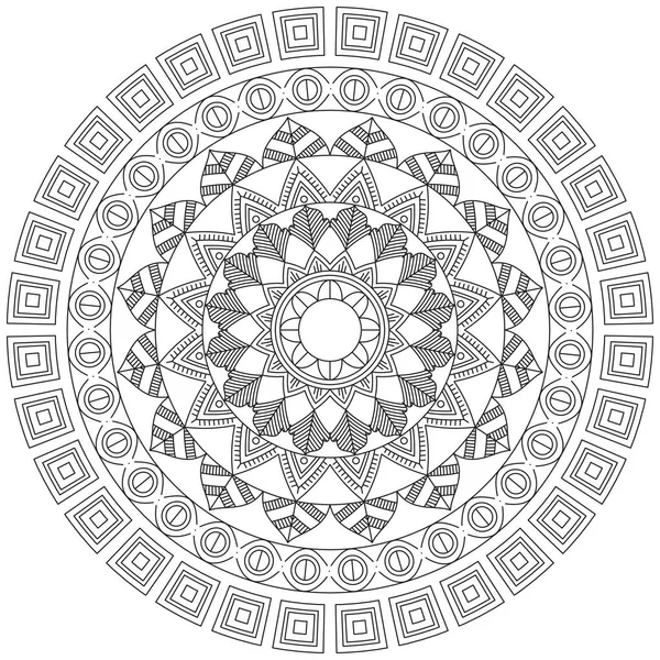 Φύλλο Λουλούδι Χρωματισμός Mandala Τέχνη Απλή Mandala Σχήμα Vector Floral — Διανυσματικό Αρχείο