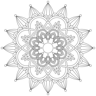 Yaprak Çiçeği Rengi Mandala Sanatı Basit Mandala Şekli Vektör Çiçek Çiçeği Orijinal Taslak Dekoratif elementler Şablonu Şablon İslam Arap Mistik Dini Lotus